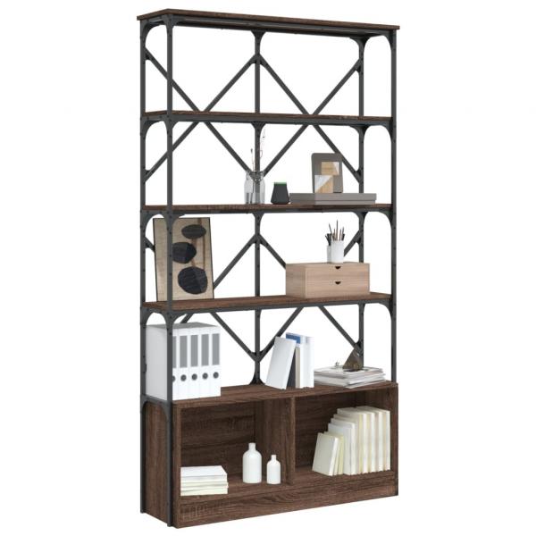 Bücherregal Braun Eiche 100x26x180 cm Holzwerkstoff und Metall