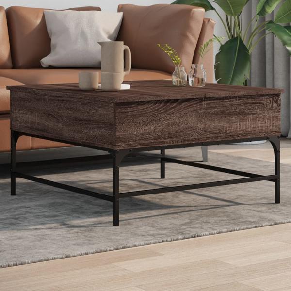 ARDEBO.de - Couchtisch Braun Eichen-Optik 80x80x45 cm Holzwerkstoff Metall