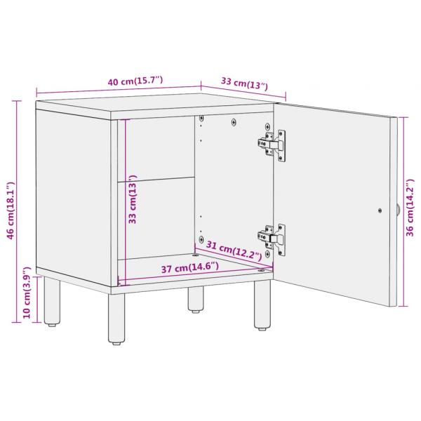 Nachttische 2 Stk. 40x33x46 cm Massivholz Mango