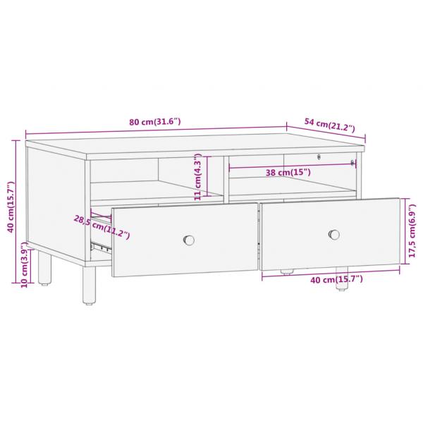 Couchtisch 80x54x40 cm Massivholz Mango