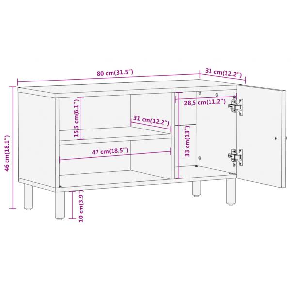 TV-Schrank 80x31x46 cm Massivholz Mango