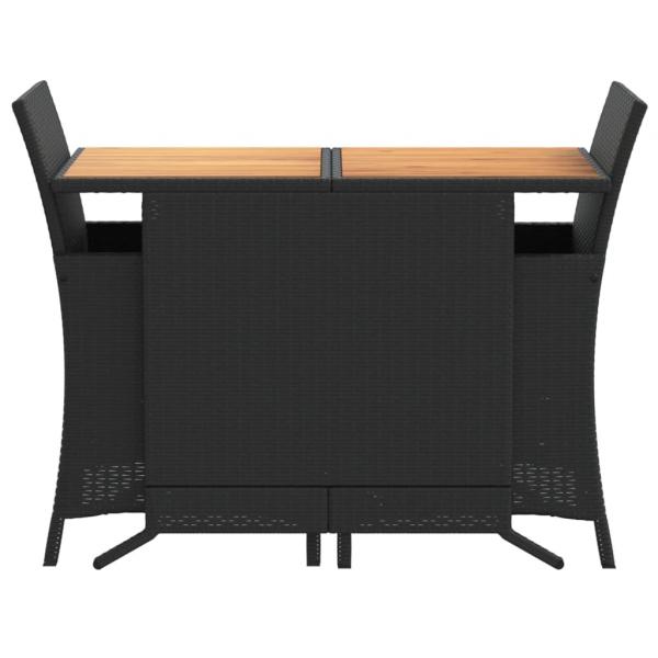 3-tlg. Bistro-Set mit Kissen Schwarz Poly Rattan