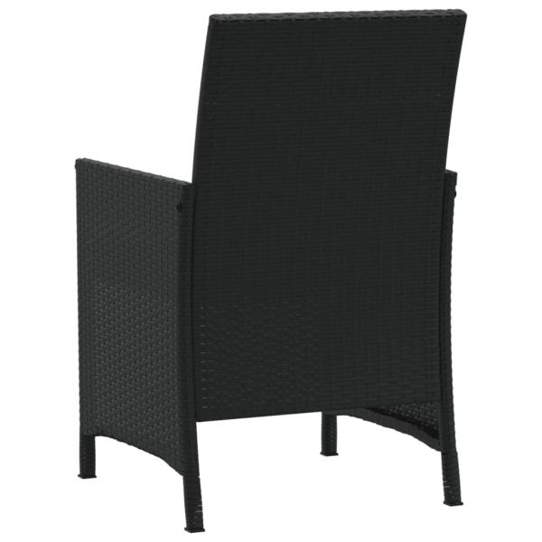 3-tlg. Bistro-Set mit Kissen Schwarz Poly Rattan