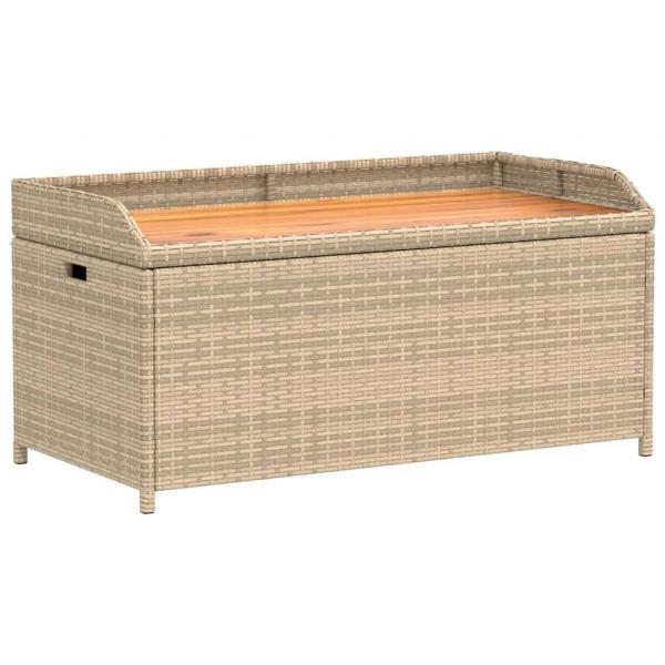 Bank mit Stauraum Beige 100x50x52 cm Poly Rattan Akazienholz