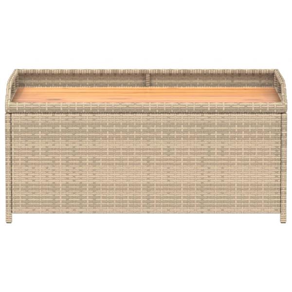 Bank mit Stauraum Beige 100x50x52 cm Poly Rattan Akazienholz