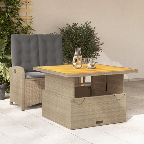 ARDEBO.de - 2-tlg. Garten-Essgruppe mit Kissen Beige Poly Rattan