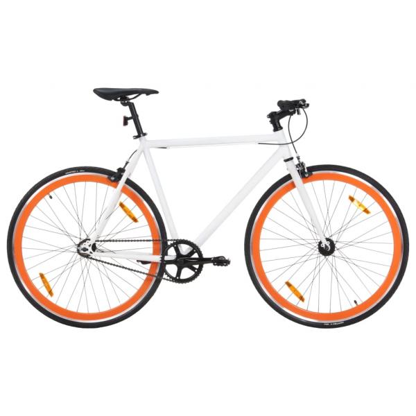 ARDEBO.de - Fahrrad mit Festem Gang Weiß und Orange 700c 51 cm