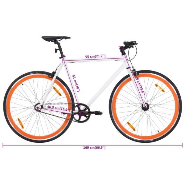 Fahrrad mit Festem Gang Weiß und Orange 700c 51 cm