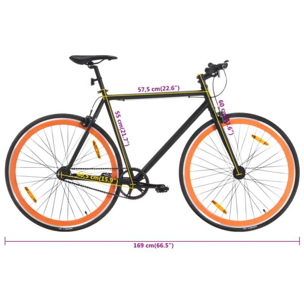 Fahrrad mit Festem Gang Schwarz und Orange 700c 55 cm