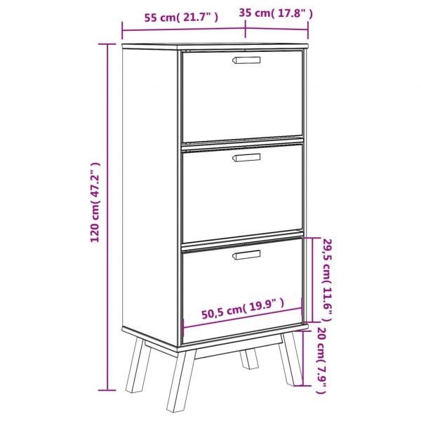 Schuhschrank OLDEN Braun 55x35x120 cm Massivholz Kiefer