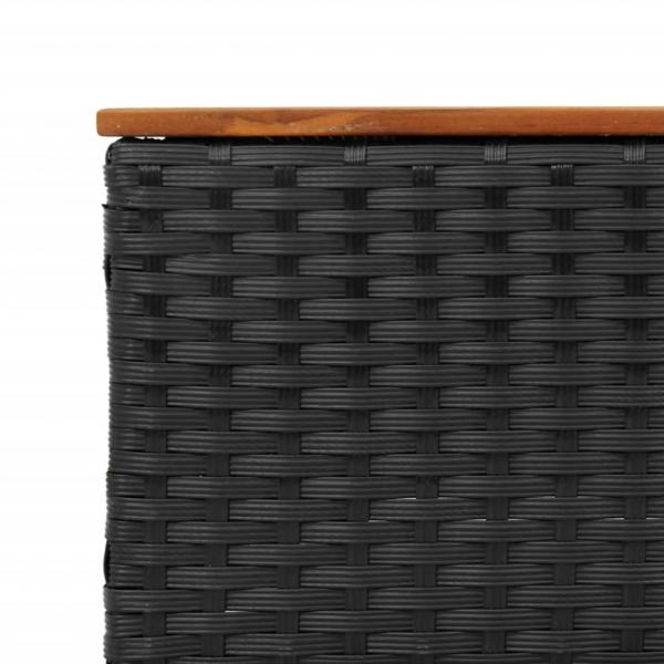 5tlg. Garten-Sofagarnitur mit Kissen Schwarz Poly Rattan Akazie