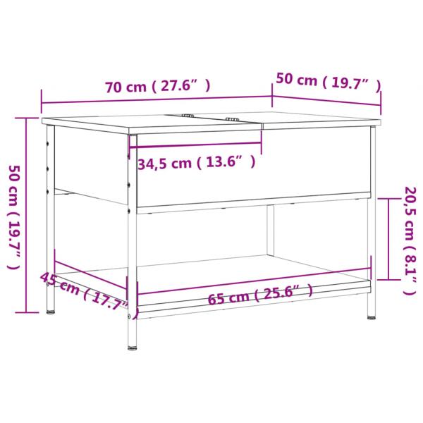 Couchtisch Räuchereiche 70x50x50 cm Holzwerkstoff und Metall