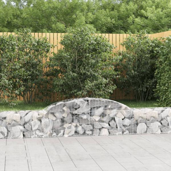 ARDEBO.de - Gabionen mit Hochbogen 8 Stk. 300x30x40/60 cm Verzinktes Eisen