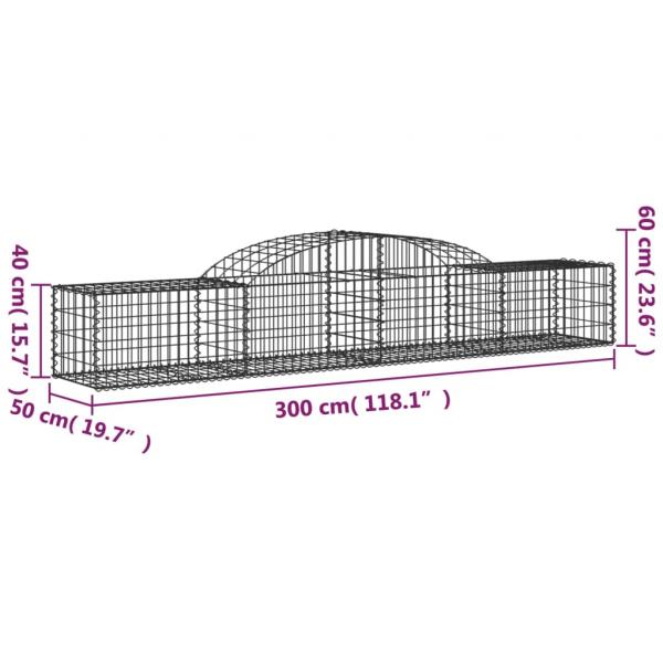 Gabionen mit Hochbogen 20 Stk. 300x50x40/60 cm Verzinktes Eisen