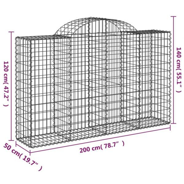 Gabionen mit Hochbogen 20Stk. 200x50x120/140cm Verzinktes Eisen