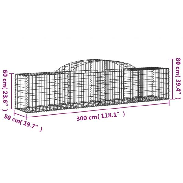 Gabionen mit Hochbogen 20 Stk. 300x50x60/80 cm Verzinktes Eisen