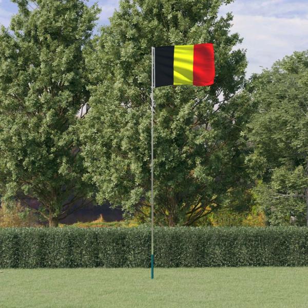 ARDEBO.de - Flagge Belgiens mit Mast 5,55 m Aluminium