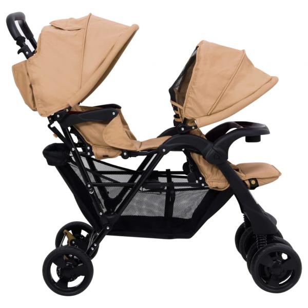 Tandem-Zwillingskinderwagen Taupe Stahl