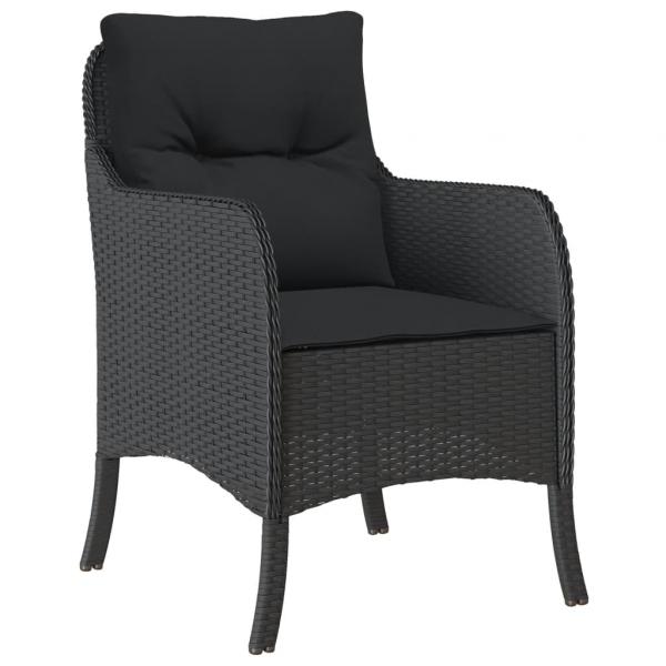 9-tlg. Garten-Essgruppe mit Kissen Schwarz Poly Rattan