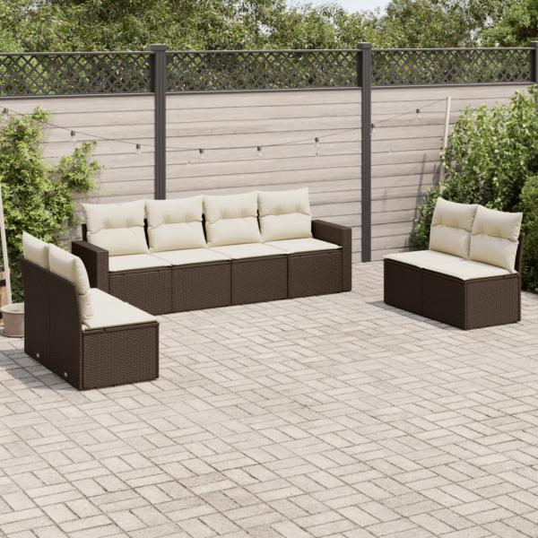 ARDEBO.de - 8-tlg. Garten-Sofagarnitur mit Kissen Braun Poly Rattan