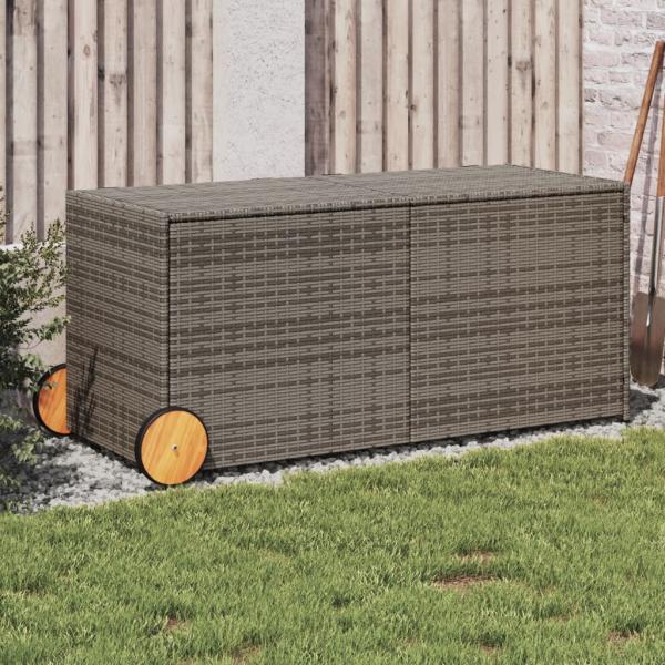 ARDEBO.de - Gartentruhe mit Rollen Grau 283L Poly Rattan