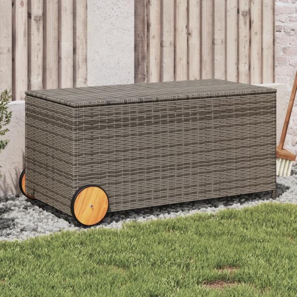 ARDEBO.de - Gartentruhe mit Rollen Grau 190L Poly Rattan