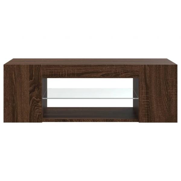 TV-Schrank mit LED-Leuchten Braun Eichen-Optik 90x39x30 cm