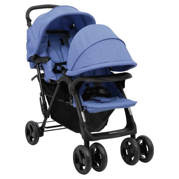 ARDEBO.de - Tandem-Zwillingskinderwagen Marineblau Stahl