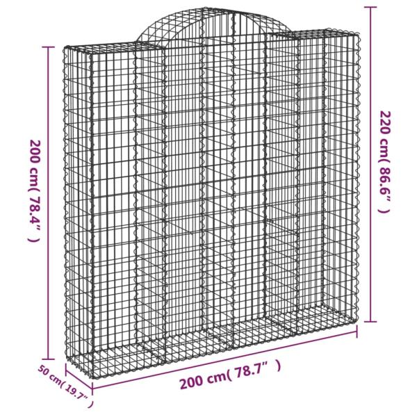 Gabionen mit Hochbogen 7 Stk. 200x50x200/220cm Verzinktes Eisen