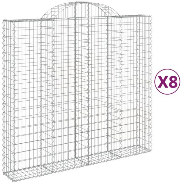 Gabionen mit Hochbogen 8 Stk. 200x50x180/200cm Verzinktes Eisen