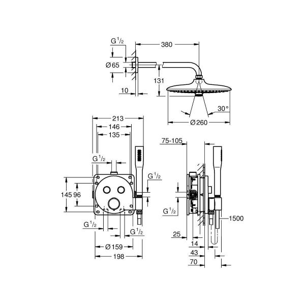 GROHE Precision Smartcontrol Duschsystem, Quickfix, Unterputz, mit Vitalio Joy 260, chrom (34878000)