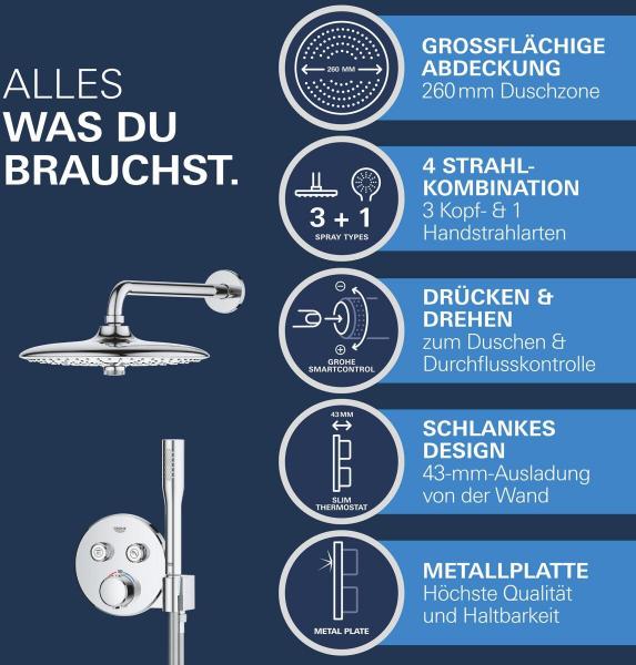 GROHE Precision Smartcontrol Duschsystem, Quickfix, Unterputz, mit Vitalio Joy 260, chrom (34878000)