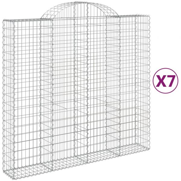 Gabionen mit Hochbogen 7 Stk. 200x50x180/200cm Verzinktes Eisen