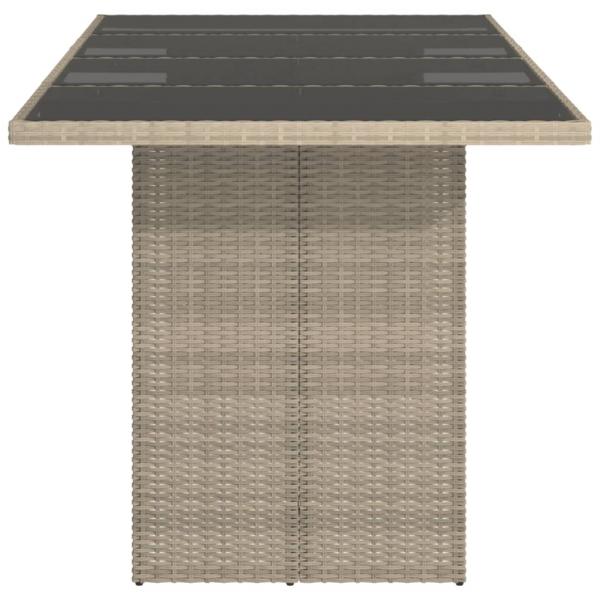 Gartentisch mit Glasplatte Hellgrau 190x80x74 cm Poly Rattan