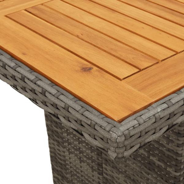 7-tlg. Garten-Essgruppe mit Kissen Grau Poly Rattan