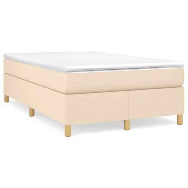 ARDEBO.de - Boxspringbett mit Matratze Creme 120x190 cm Stoff