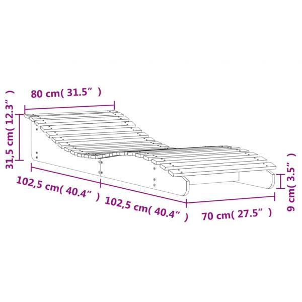 Sonnenliege Wachsbraun 205x80x31,5 cm Massivholz Kiefer