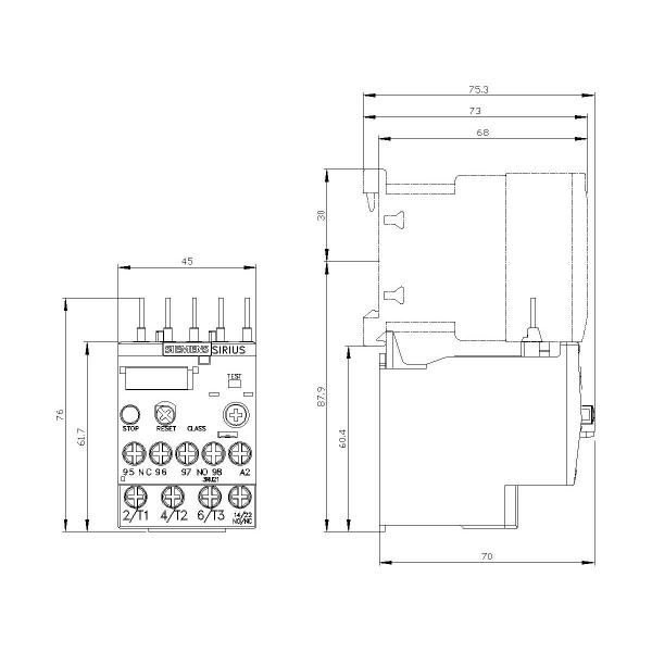 Siemens 3RU2116-1CB0 Überlastrelais 1,8...2,5 A thermisch für Motorschutz Baugröße S00, CLASS 10