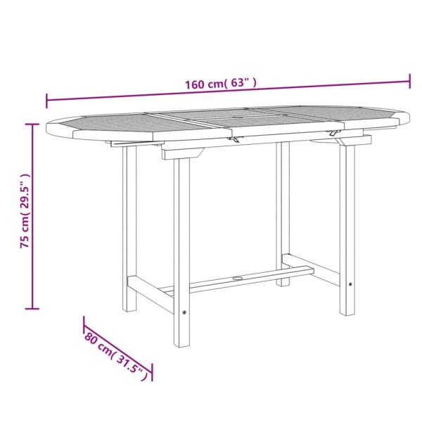 Gartentisch Ausziehbar 110-160x80x75 cm Massivholz Teak