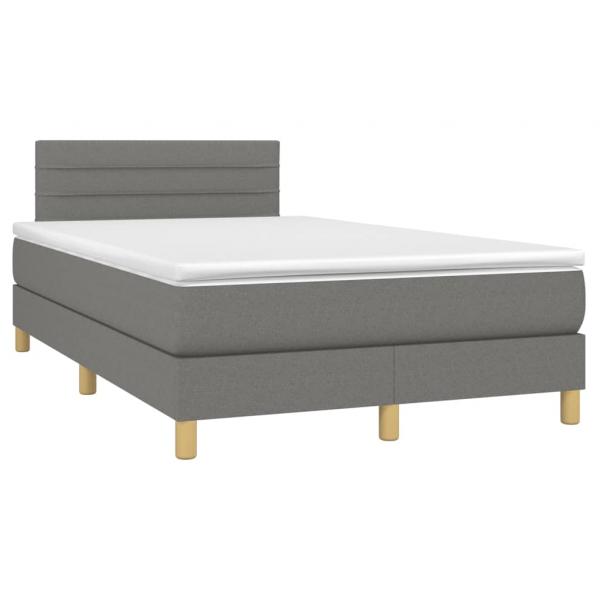 Boxspringbett mit Matratze & LED Dunkelgrau 120x190 cm Stoff