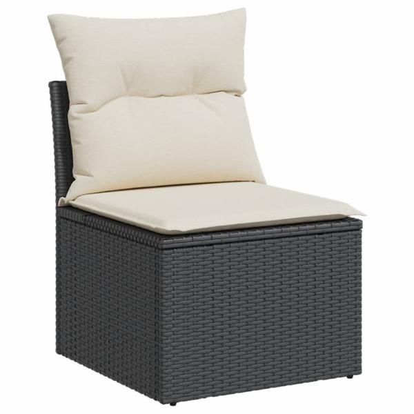 ARDEBO.de - Gartensessel ohne Armlehnen mit Kissen Schwarz Poly Rattan