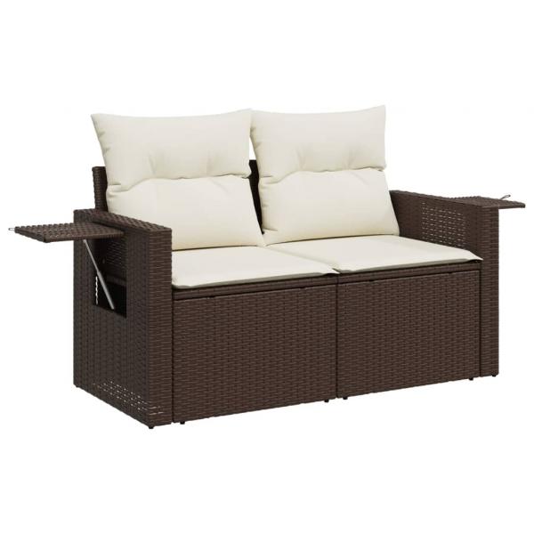 ARDEBO.de - Gartensofa mit Kissen 2-Sitzer Braun Poly Rattan