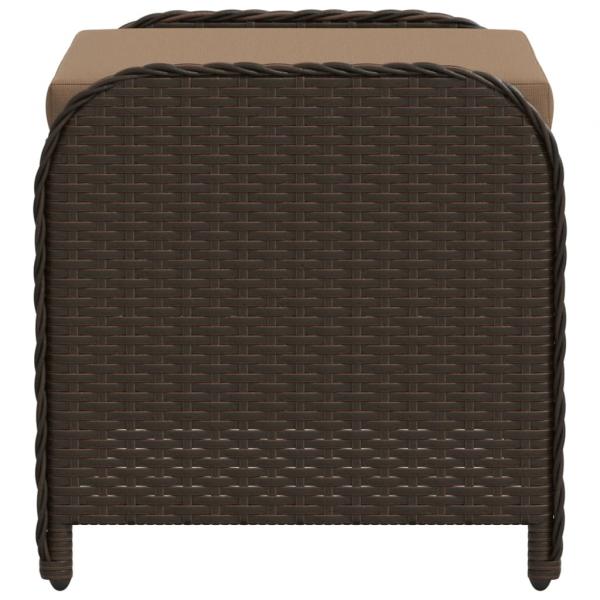 Gartenhocker mit Kissen Braun 58x46x46 cm Poly Rattan