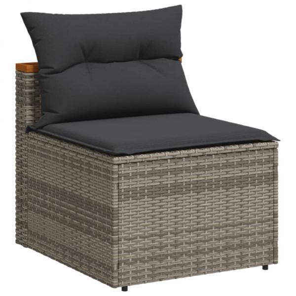 Gartensofas ohne Armlehnen mit Kissen 2 Stk. Grau Poly Rattan