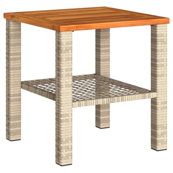 ARDEBO.de - Gartentisch Beige 40x40x42 cm Poly Rattan Akazienholz