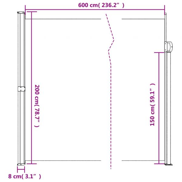 Seitenmarkise Ausziehbar Creme 200x600 cm