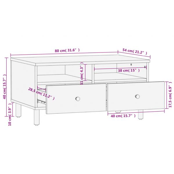 Couchtisch Schwarz 80x54x40 cm Massivholz Mango