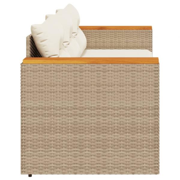 Gartensofa mit Kissen 3-Sitzer Beige Poly Rattan