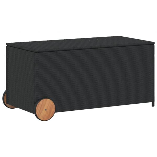 ARDEBO.de - Gartentruhe mit Rollen Schwarz 190L Poly Rattan