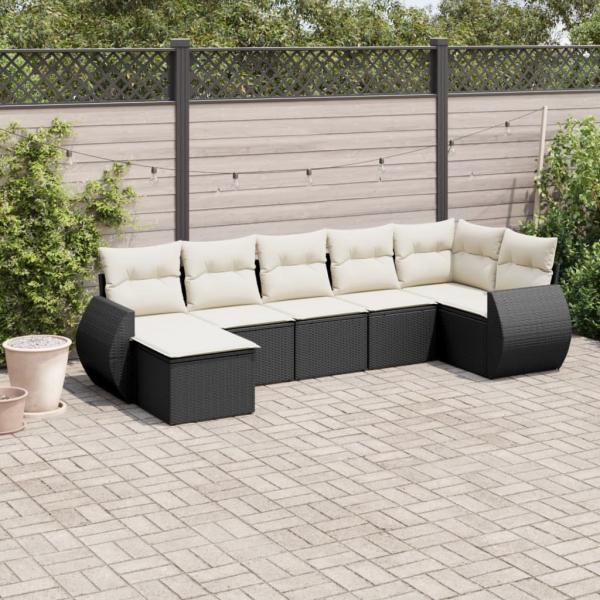 ARDEBO.de - 8-tlg. Garten-Sofagarnitur mit Kissen Schwarz Poly Rattan